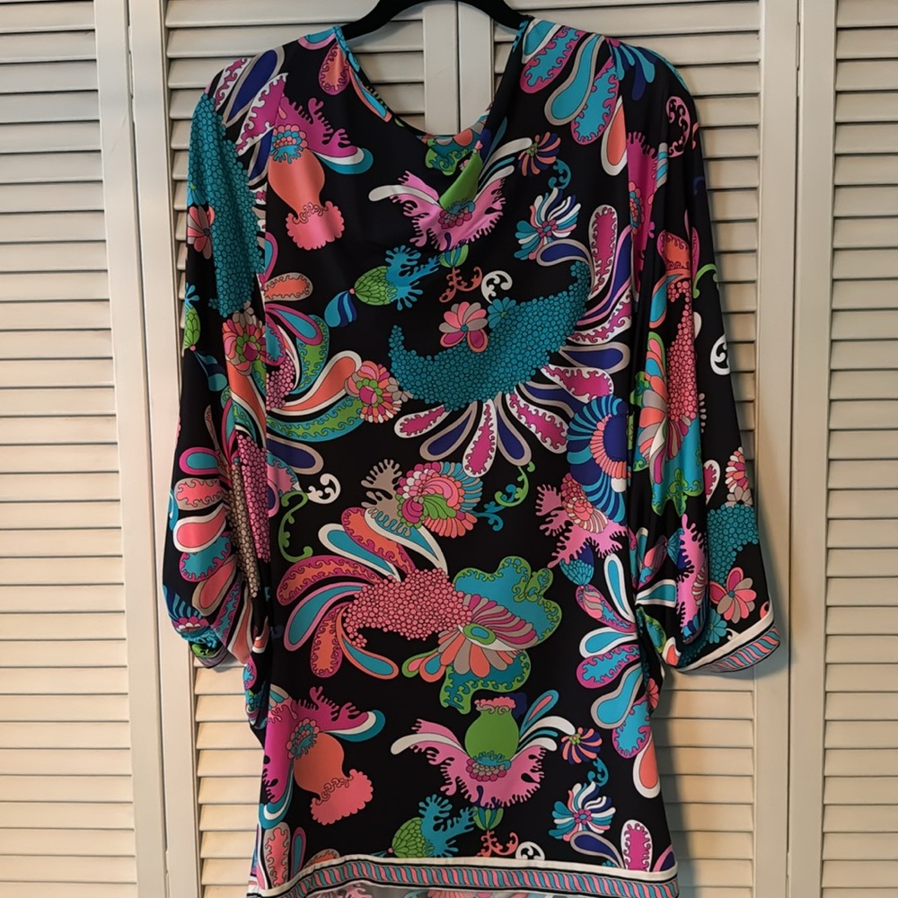 Trina Turk Sz Large Tunic Cover Up- Never worn. Beautiful Vibrant Tropical Color - Picture 3 of 4